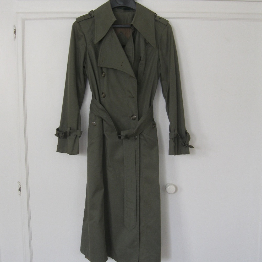 Vintage Fox Run trench coat, khaki green, Sz S